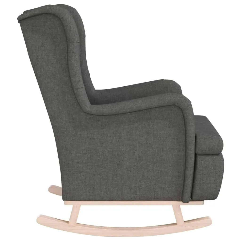 Armchair with Solid Rubber Wood Rocking Legs Dark Grey Fabric 329406