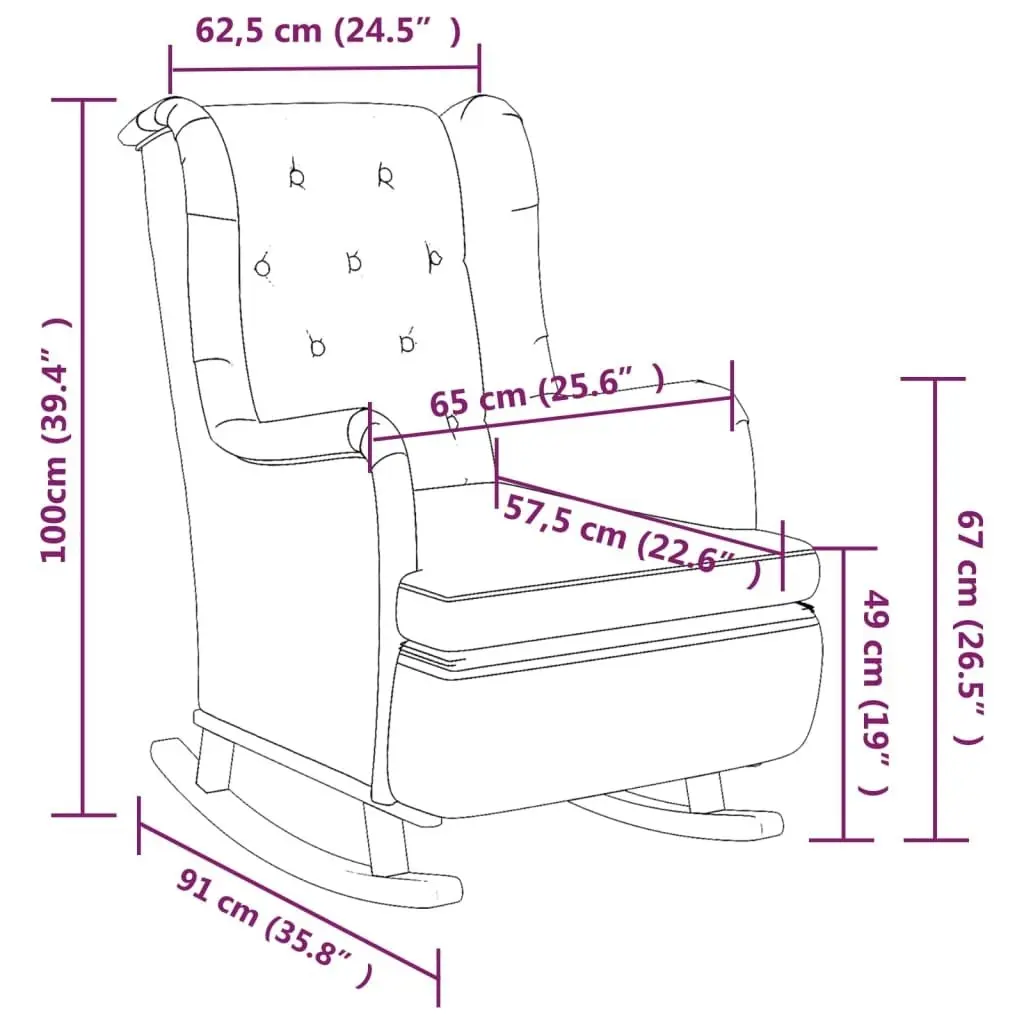 Armchair with Solid Rubber Wood Rocking Legs Dark Grey Fabric 329406