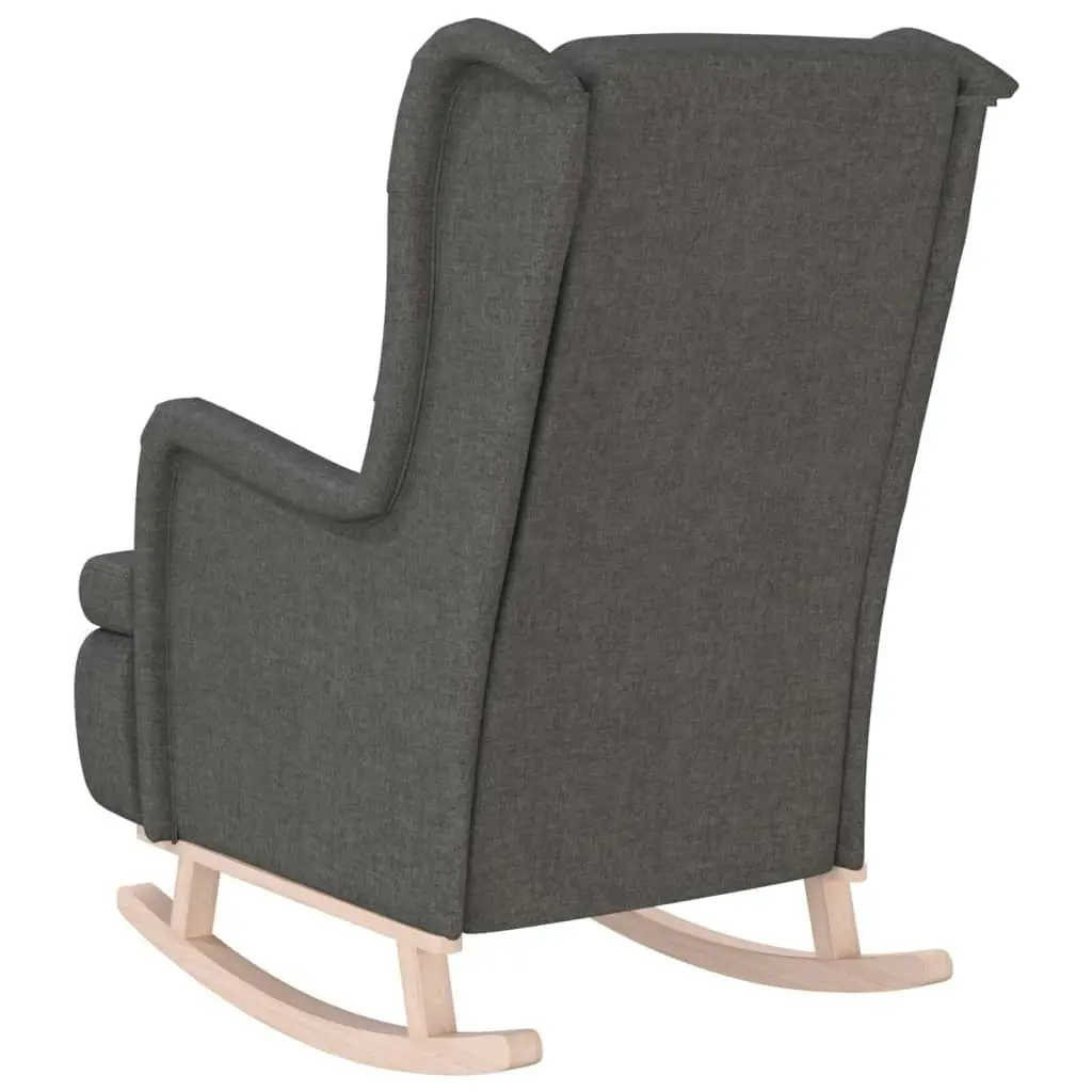 Armchair with Solid Rubber Wood Rocking Legs Dark Grey Fabric 329406