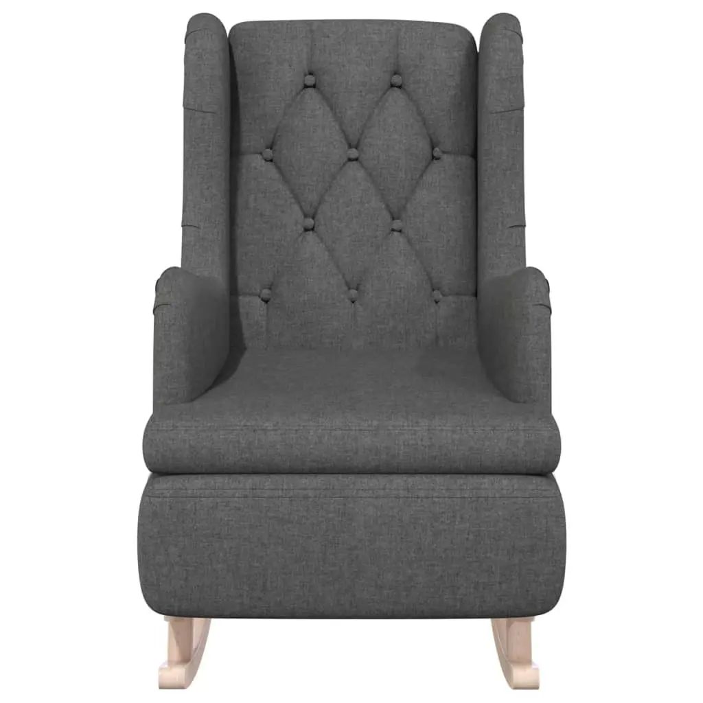 Armchair with Solid Rubber Wood Rocking Legs Dark Grey Fabric 329406