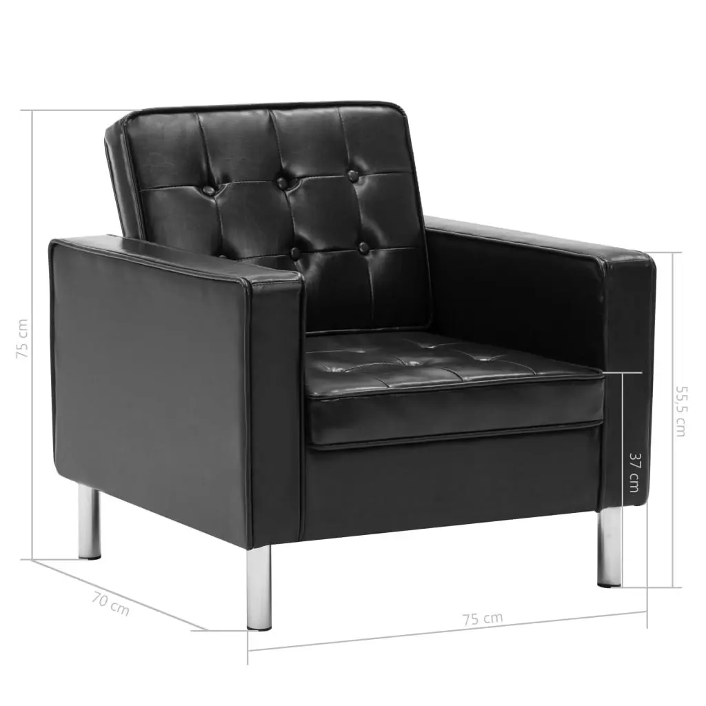 Armchair Black Faux Leather 247018