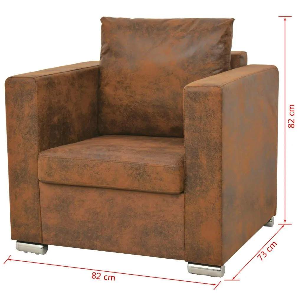 Armchair Brown Faux Suede Leather 244701