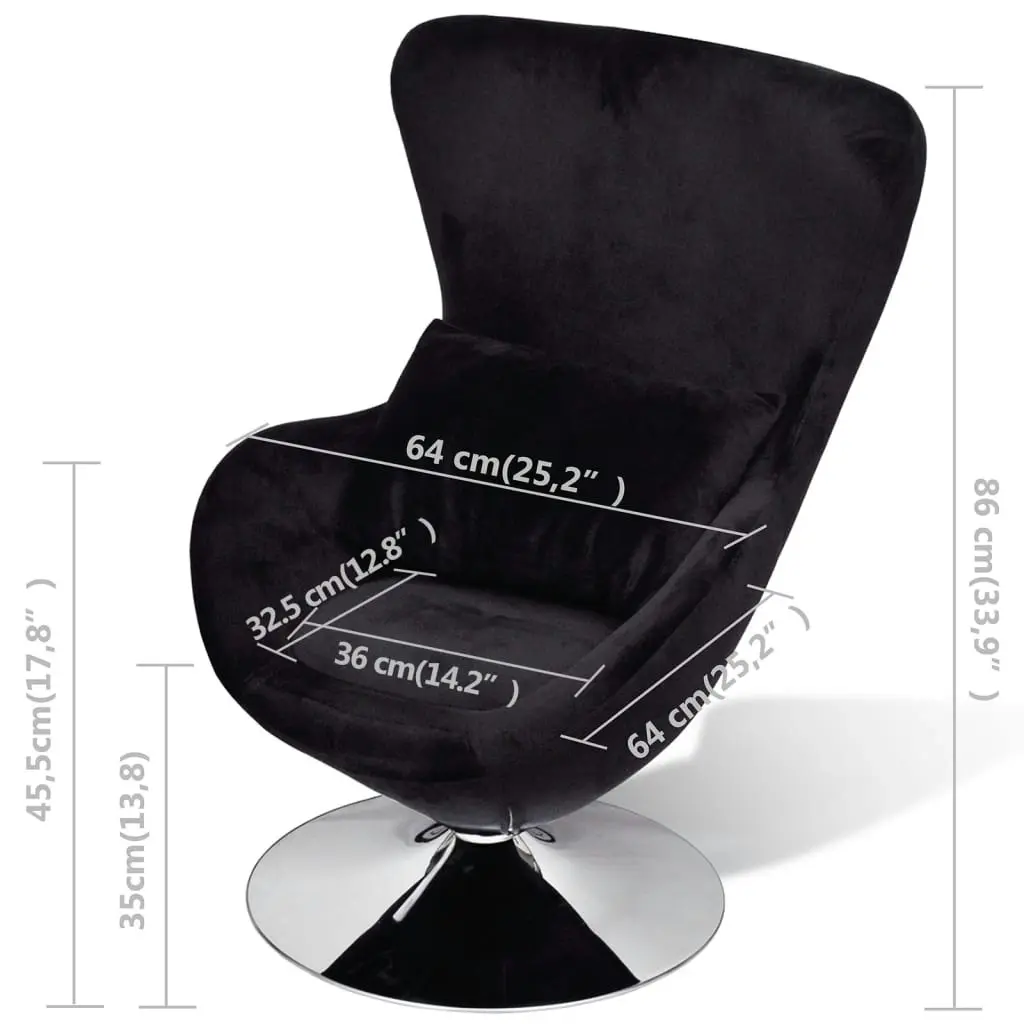 Armchair with Egg Shape Black 241178