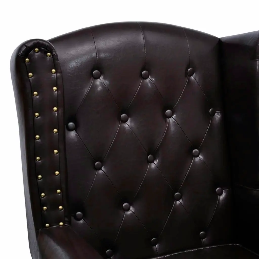 Armchair with Footstool Dark Brown Faux Leather 60784