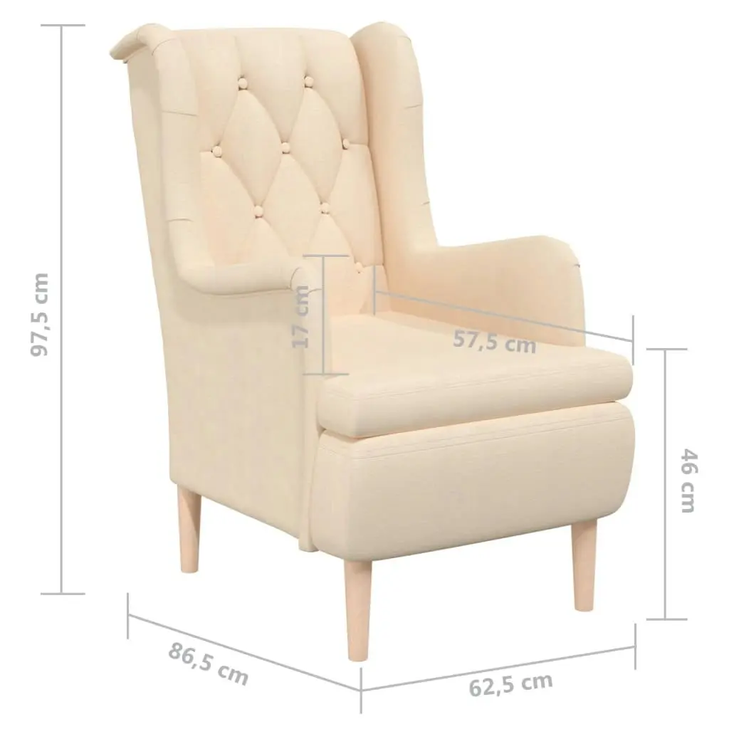 Armchair with Solid Rubber Wood Feet Cream Fabric 329393