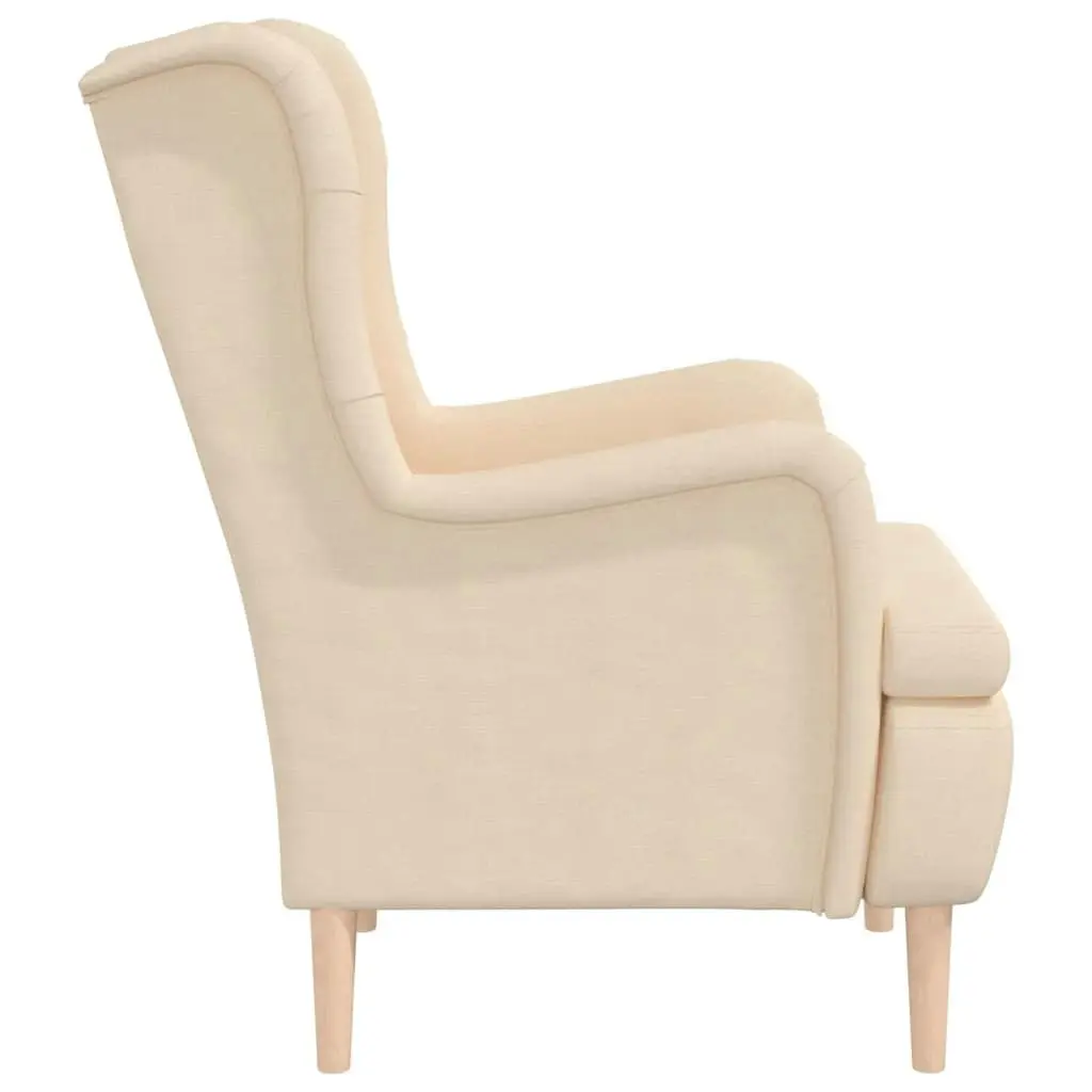 Armchair with Solid Rubber Wood Feet Cream Fabric 329393