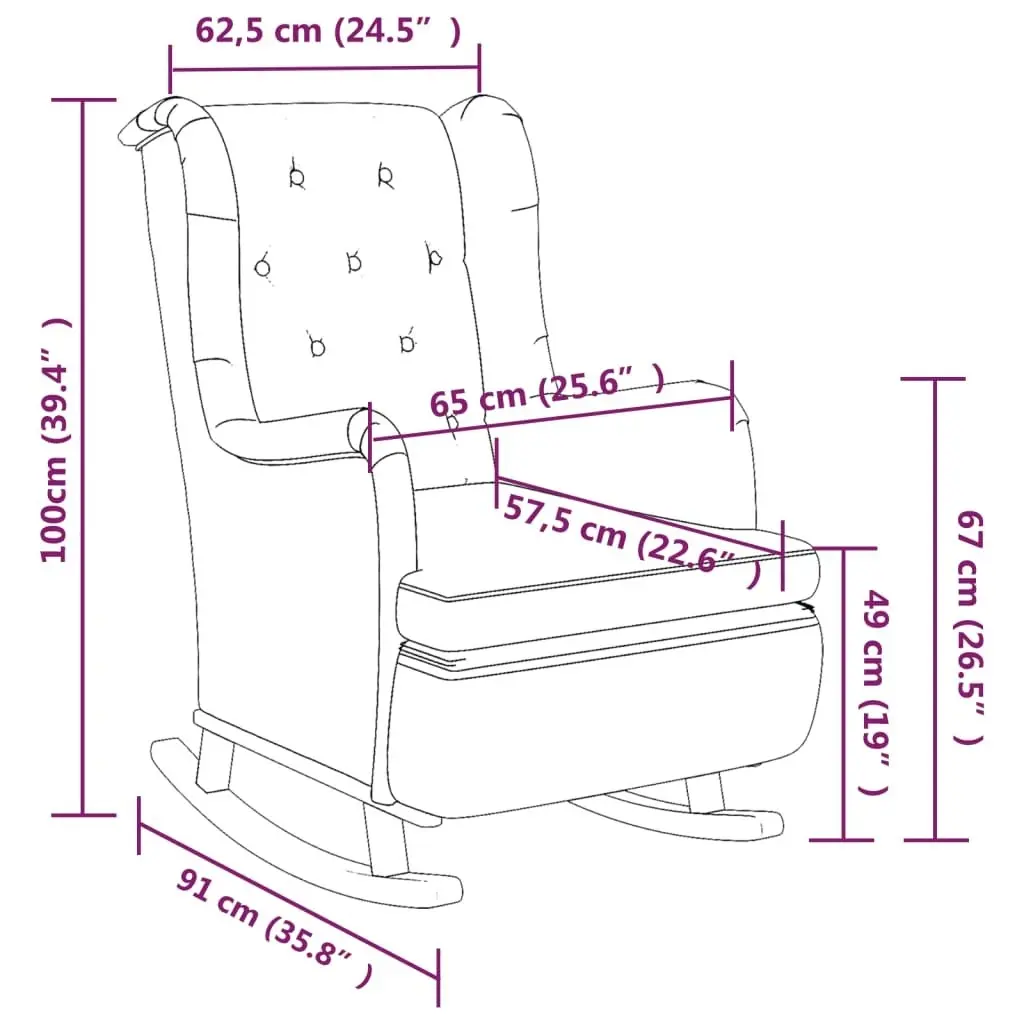 Armchair with Solid Rubber Wood Rocking Legs Light Grey Fabric 329405