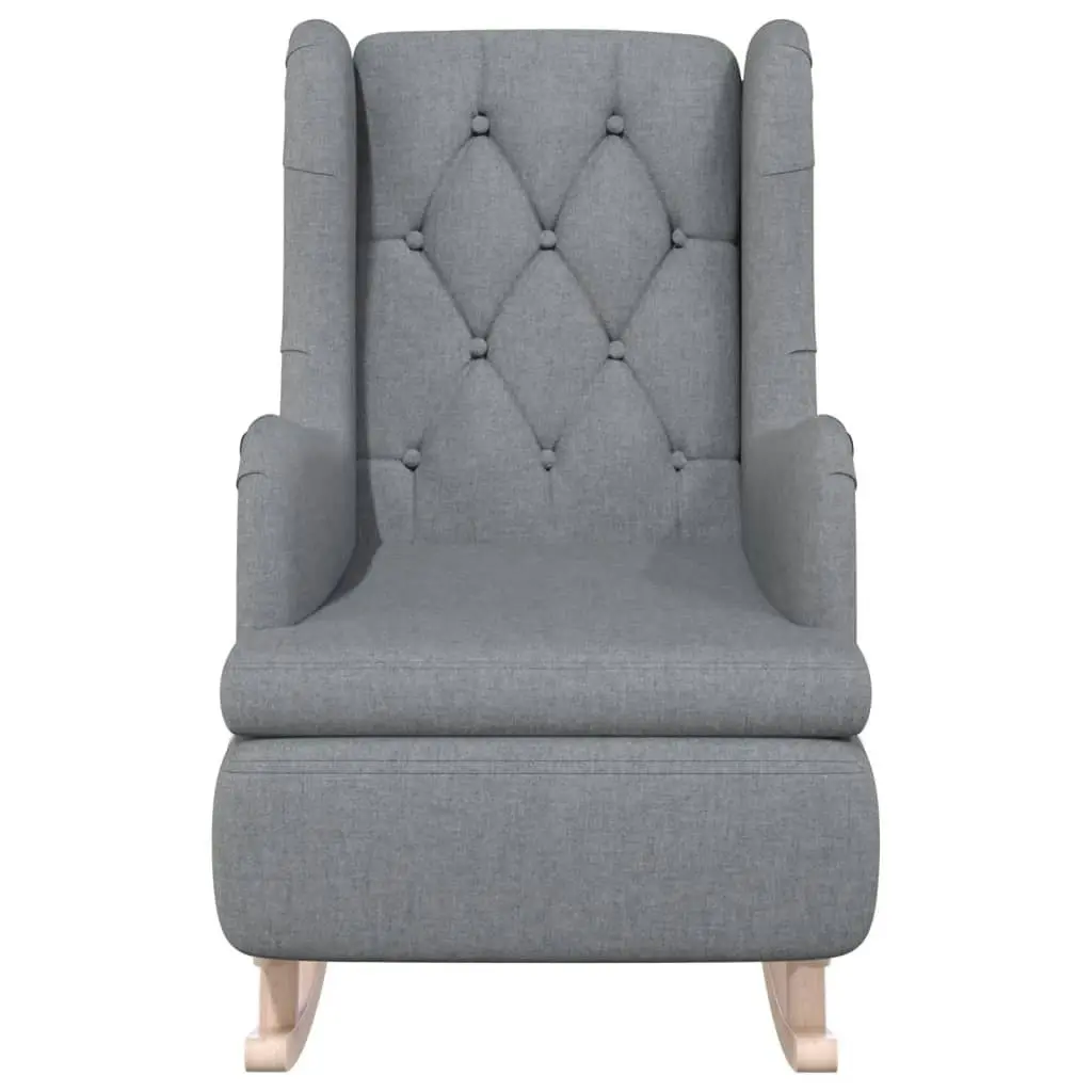 Armchair with Solid Rubber Wood Rocking Legs Light Grey Fabric 329405