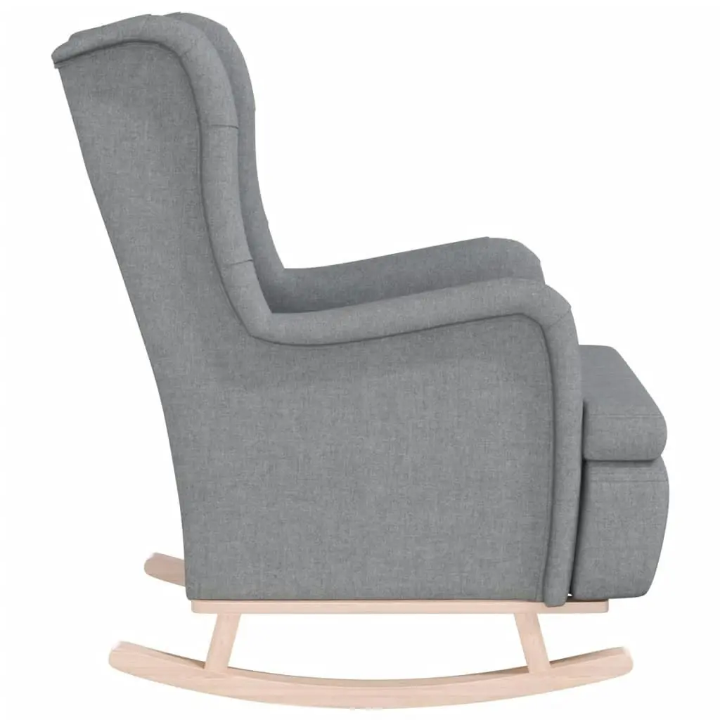 Armchair with Solid Rubber Wood Rocking Legs Light Grey Fabric 329405