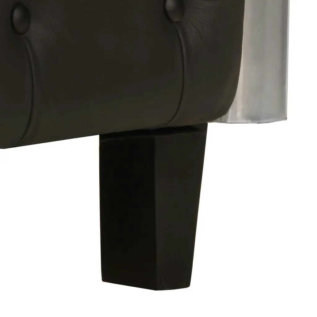 Aviator Armchair Black Real Leather 247795