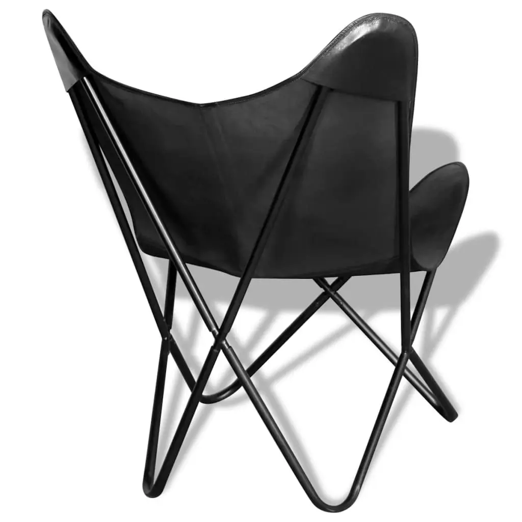 Butterfly Chair Black Real Leather 243695