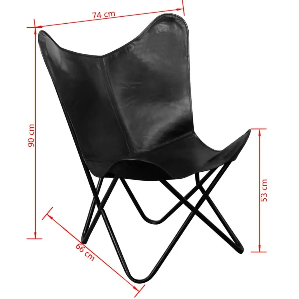 Butterfly Chair Black Real Leather 243695