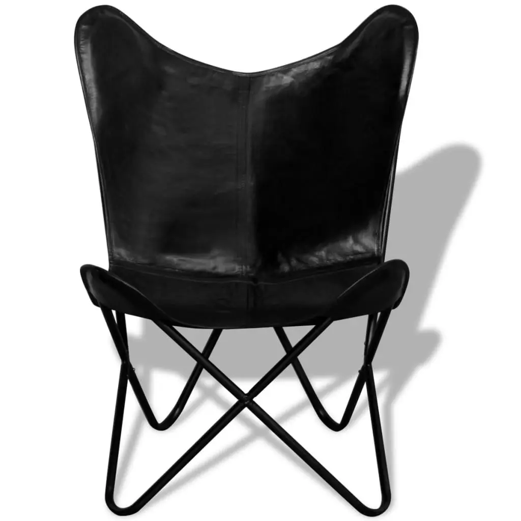 Butterfly Chair Black Real Leather 243695