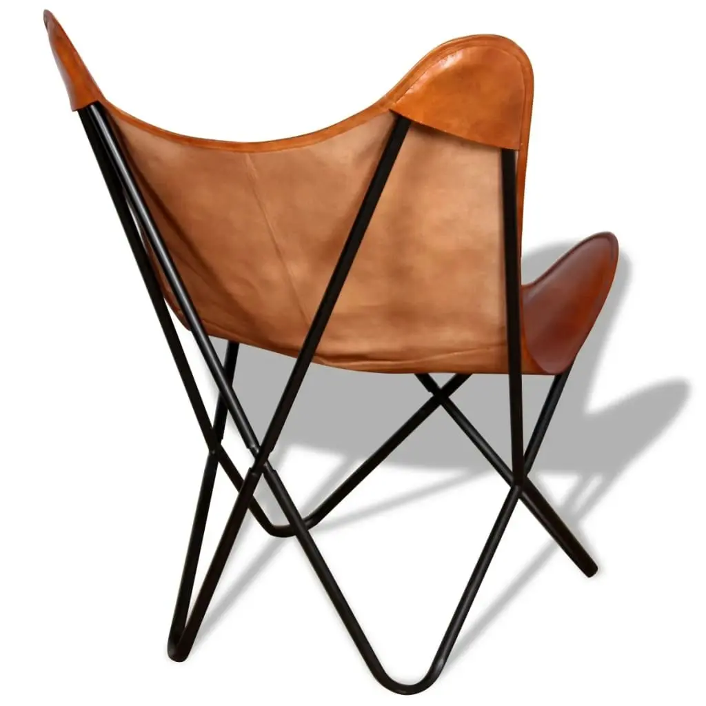 Butterfly Chair Brown Real Leather 243728