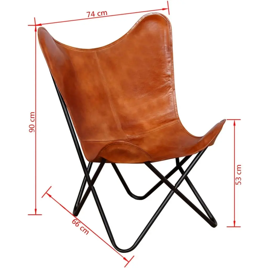 Butterfly Chair Brown Real Leather 243728