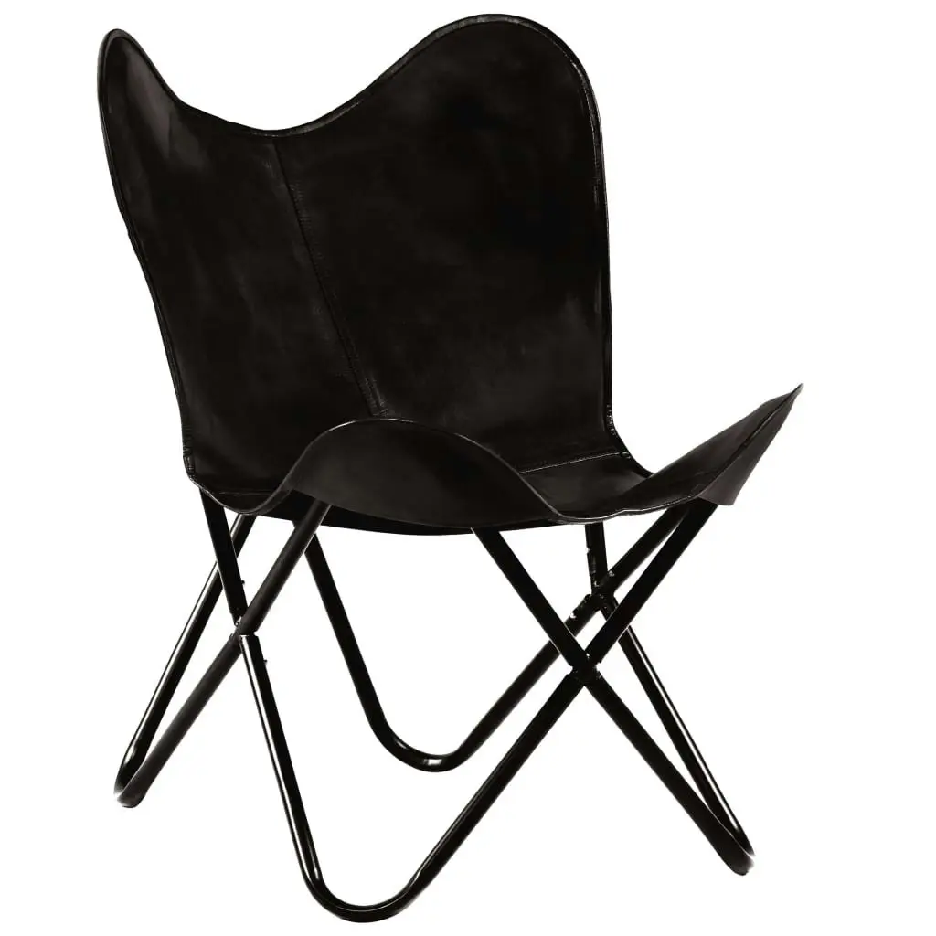 Butterfly Chair Black Kids Size Real Leather 246385