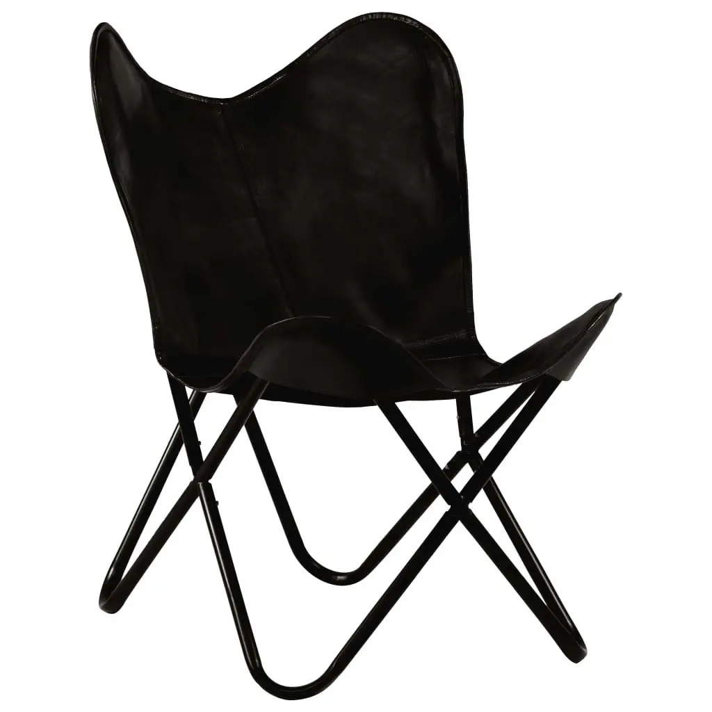 Butterfly Chair Black Kids Size Real Leather 246385