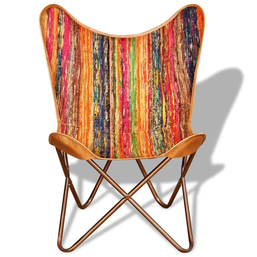 Butterfly Chair Multicolour Chindi Fabric 243697