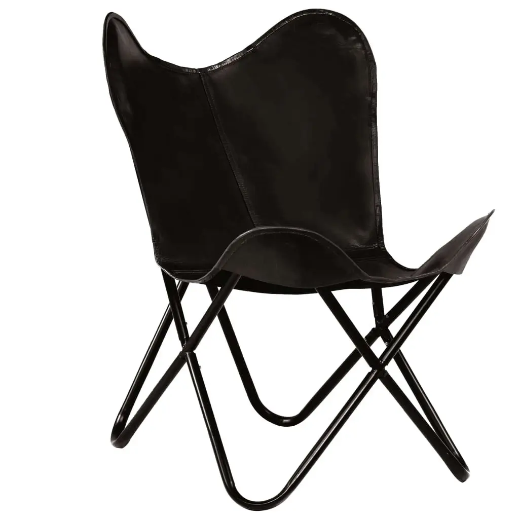 Butterfly Chairs 2 pcs Black Kids Size Real Leather 279527