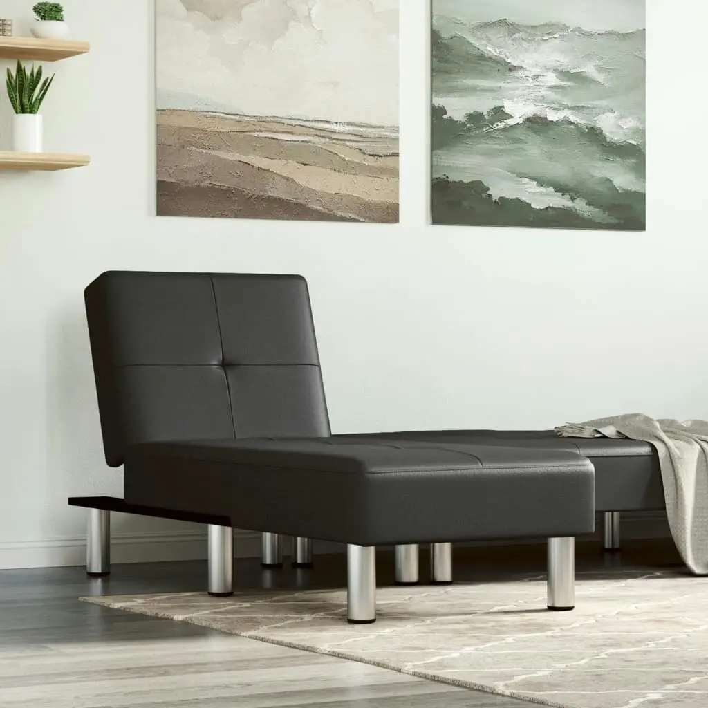 Chaise Longue Black Faux Leather 352849