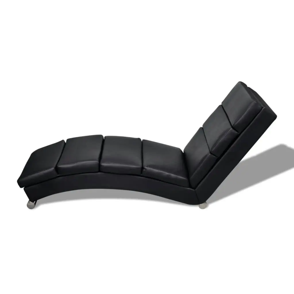 Chaise Longue Black Faux Leather 240711