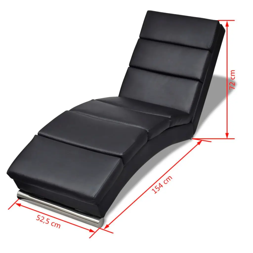 Chaise Longue Black Faux Leather 240711