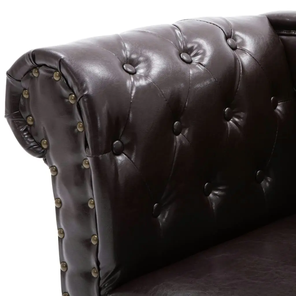 Chaise Longue Dark Brown Faux Leather 60782