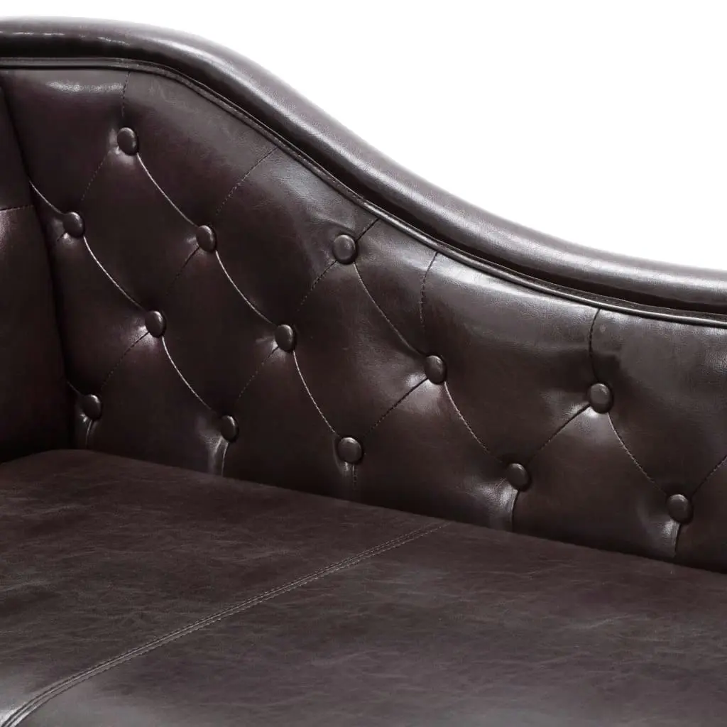 Chaise Longue Dark Brown Faux Leather 60782