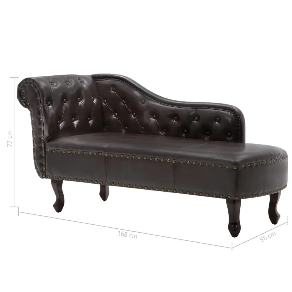 Chaise Longue Dark Brown Faux Leather 60782