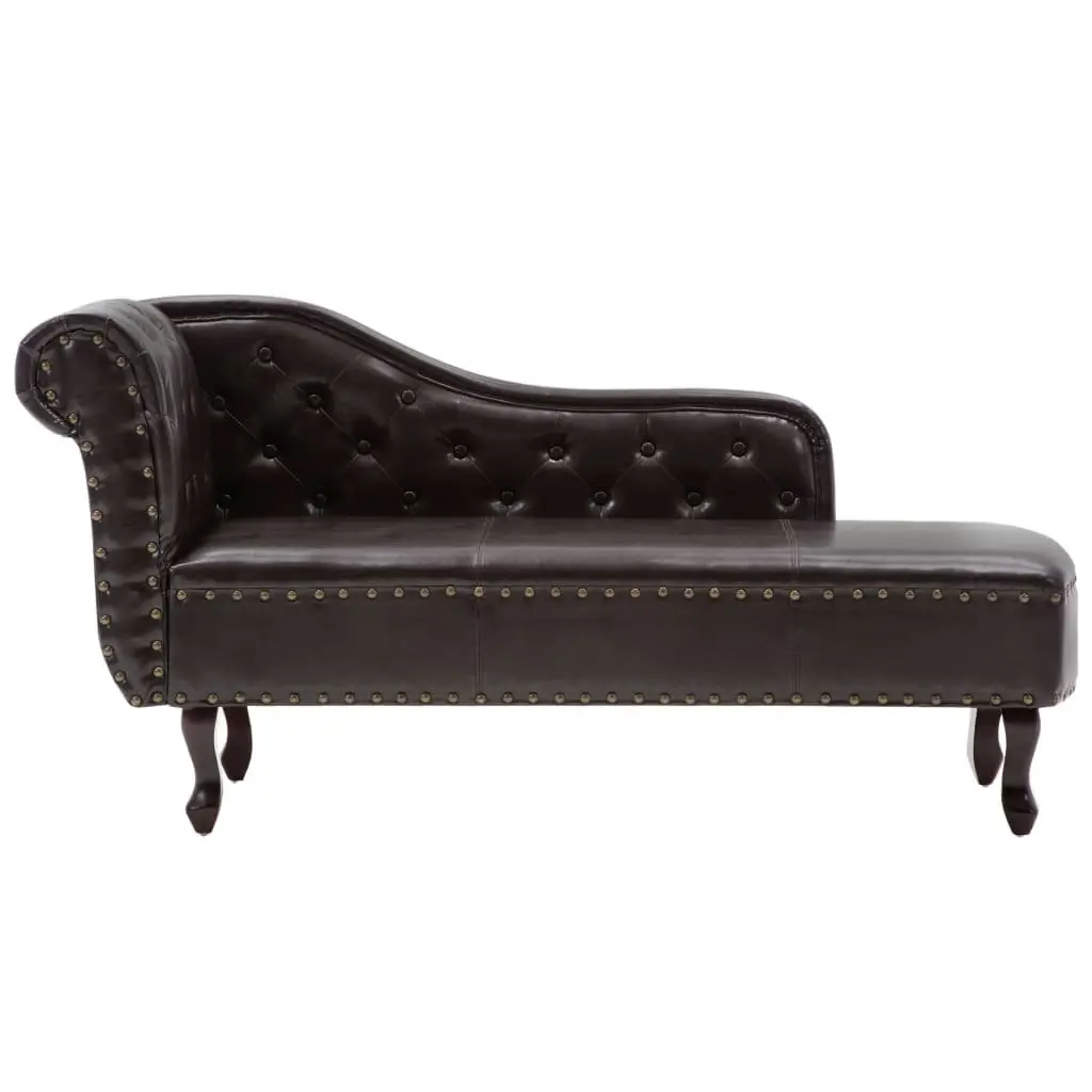 Chaise Longue Dark Brown Faux Leather 60782