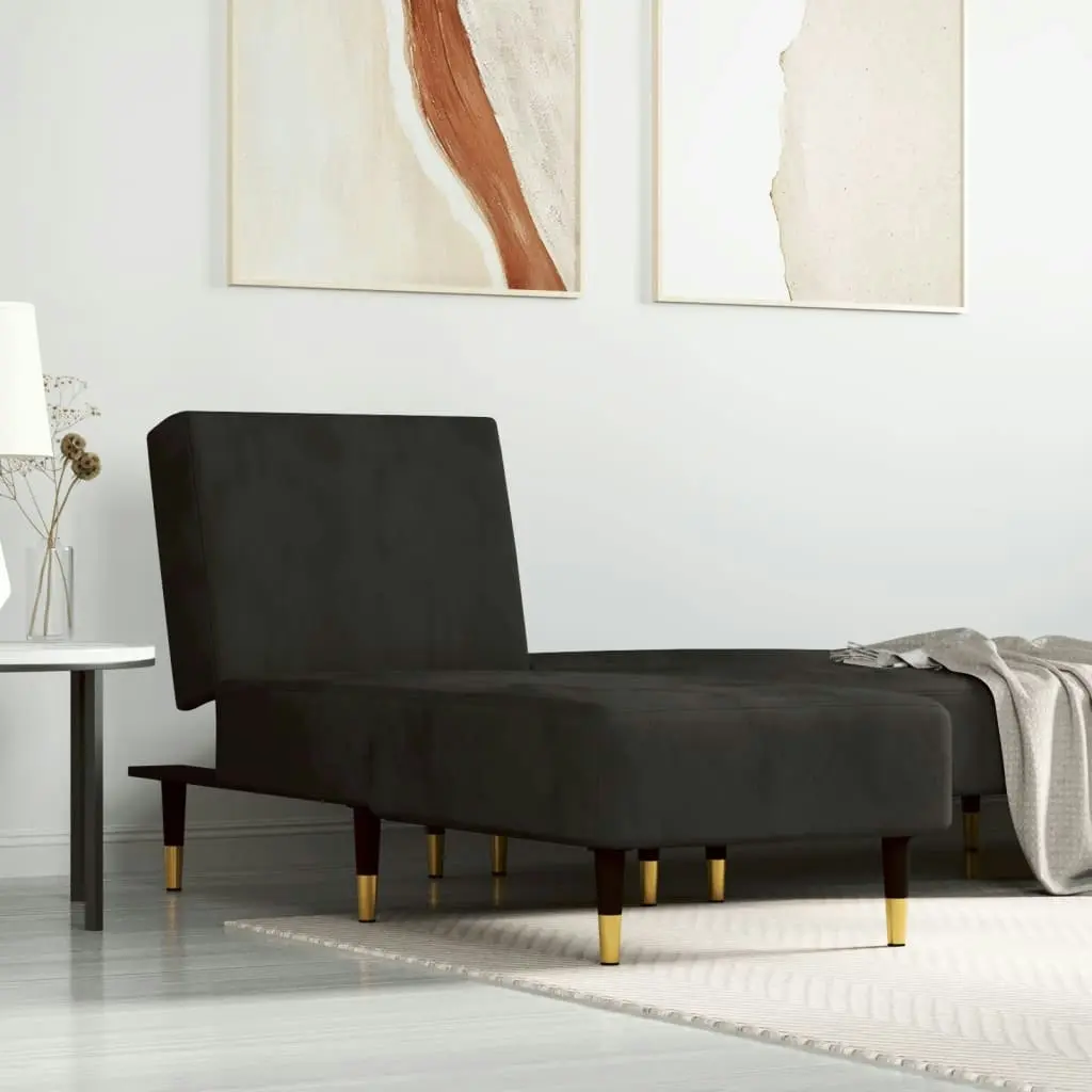 Chaise Longue Black Velvet 352805