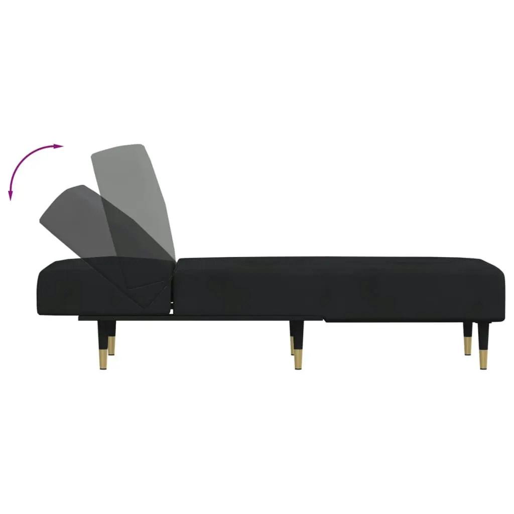 Chaise Longue Black Velvet 352805