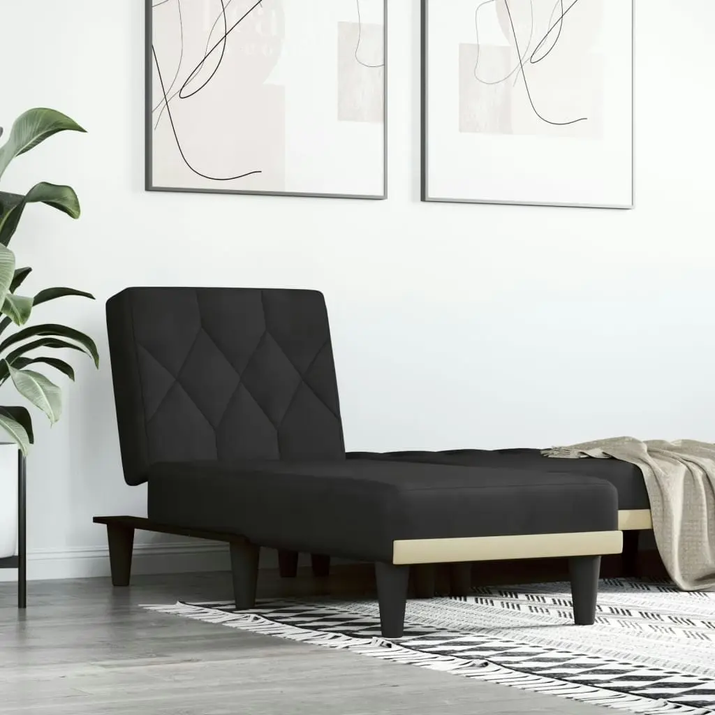 Chaise Longue Black Velvet 352863