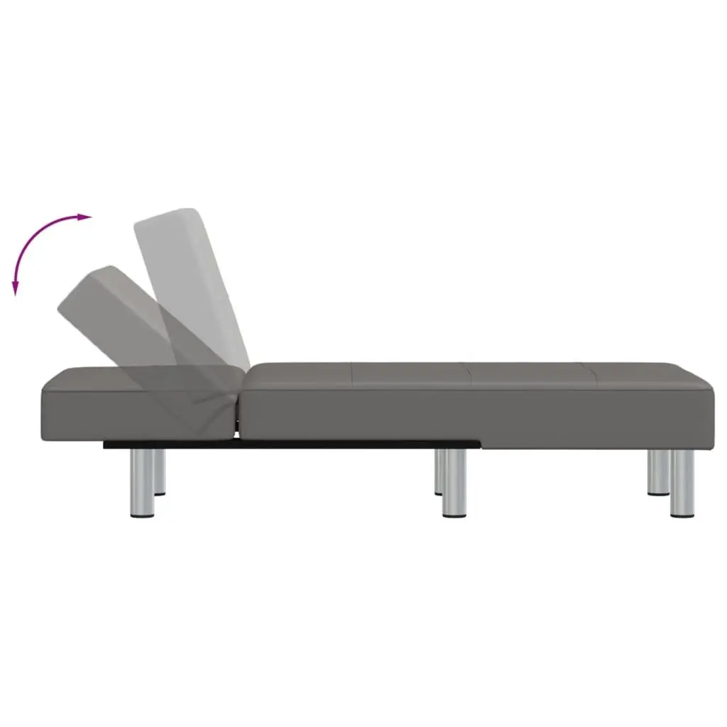 Chaise Longue Grey Faux Leather 352851