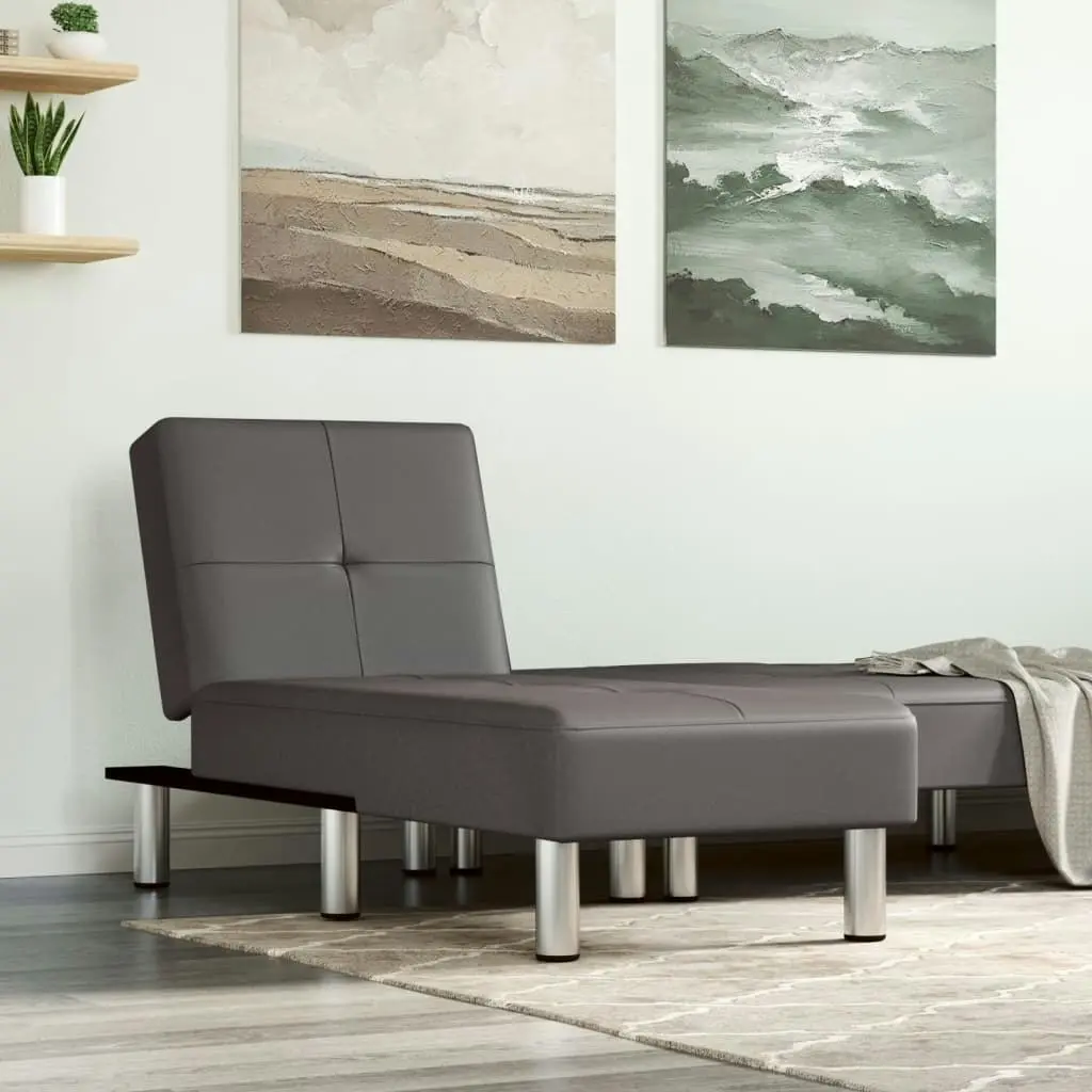 Chaise Longue Grey Faux Leather 352851