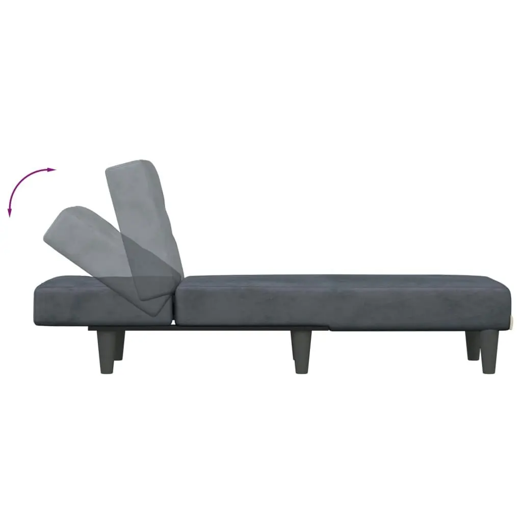 Chaise Longue Dark Grey Velvet 352861