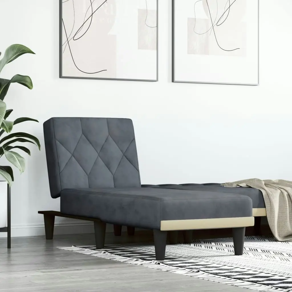 Chaise Longue Dark Grey Velvet 352861