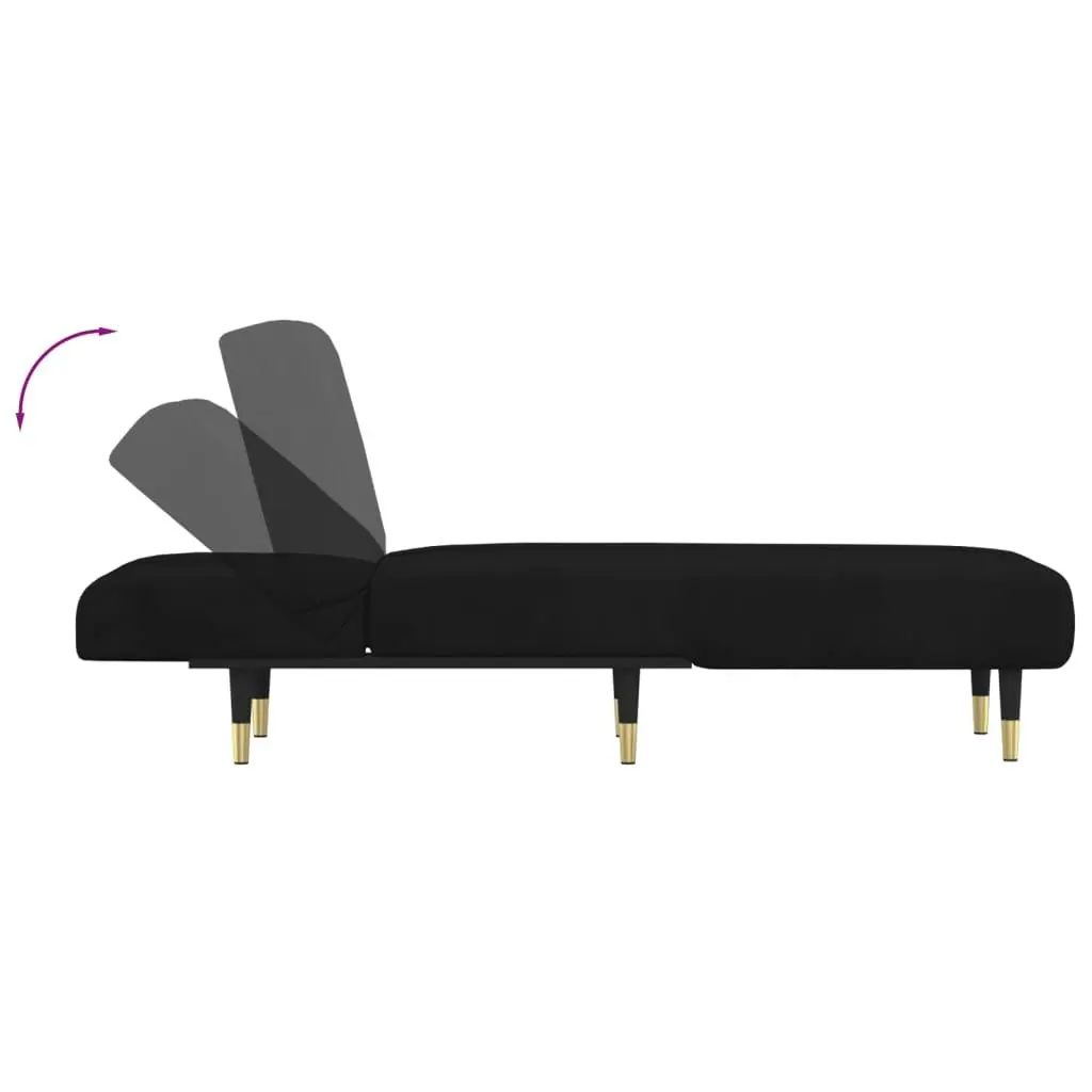 Chaise Longue Black Velvet 352796