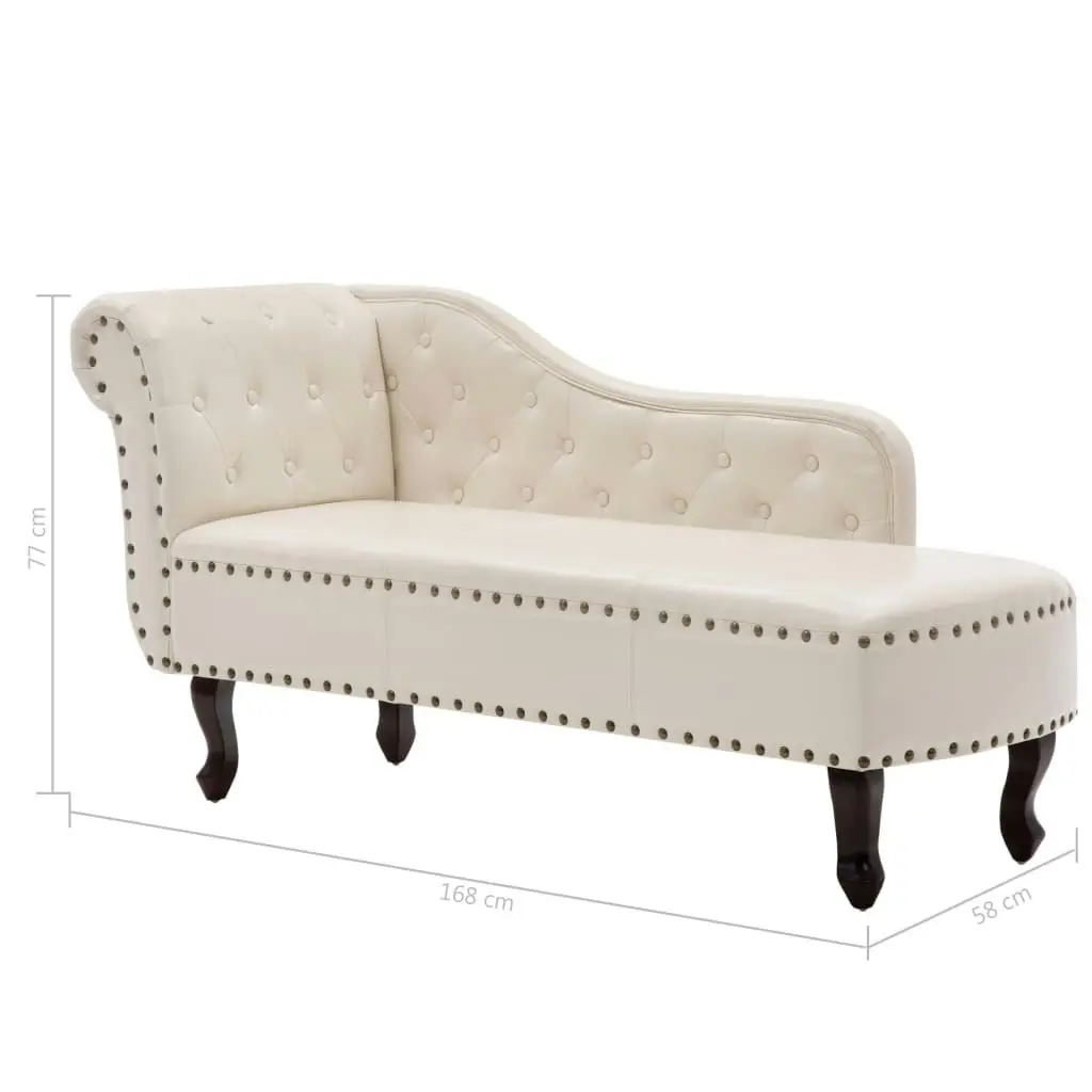 Chaise Longue Cream White Faux Leather 60783