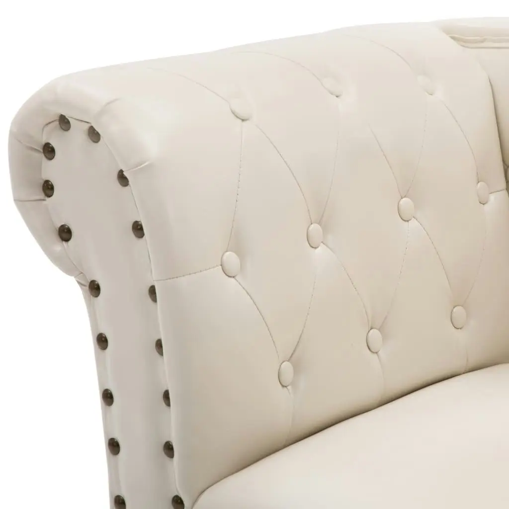 Chaise Longue Cream White Faux Leather 60783