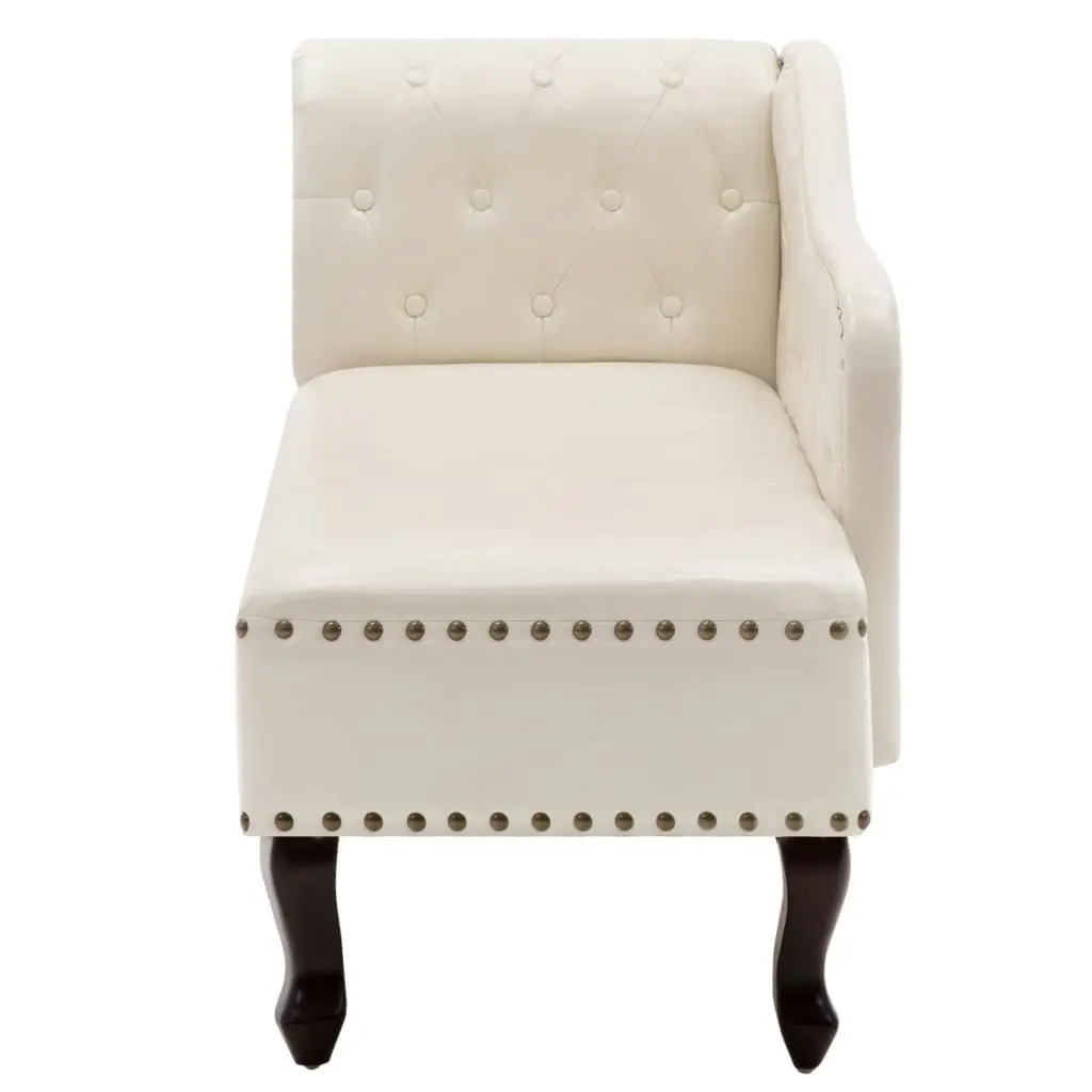 Chaise Longue Cream White Faux Leather 60783