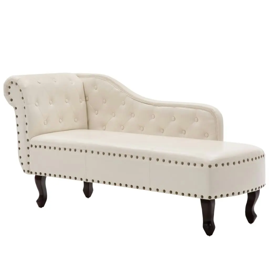 Chaise Longue Cream White Faux Leather 60783