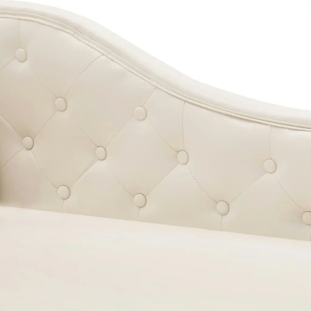 Chaise Longue Cream White Faux Leather 60783