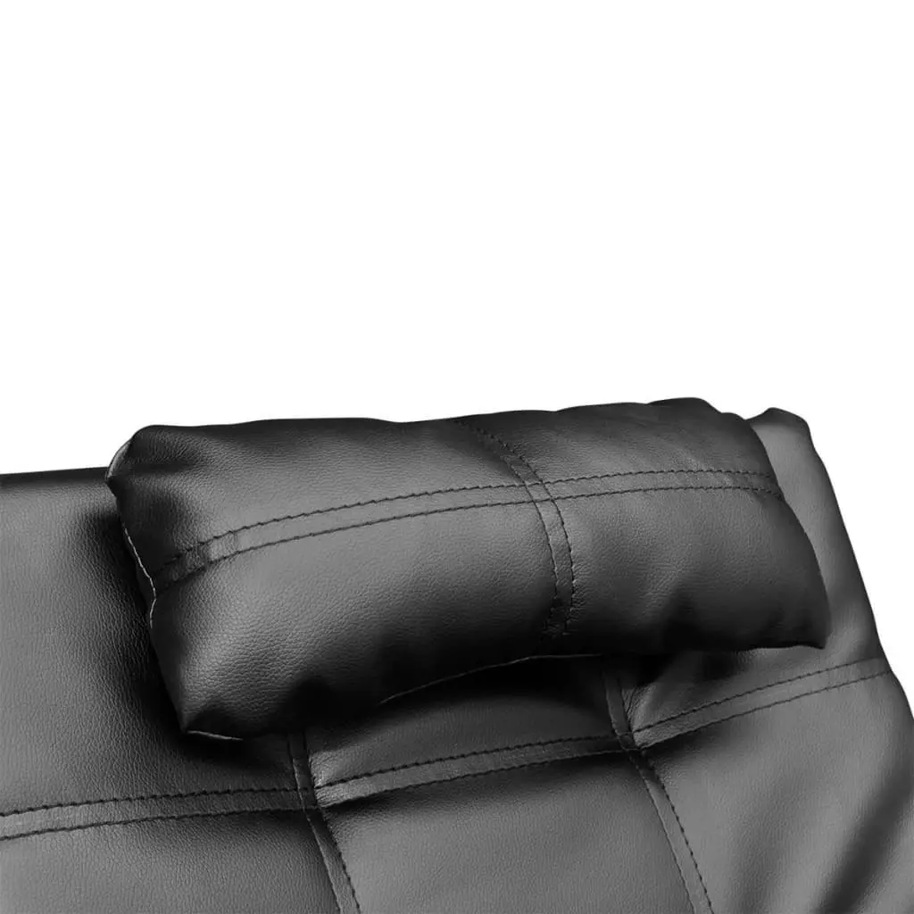 Chaise Longue with Pillow Black Faux Leather 242216