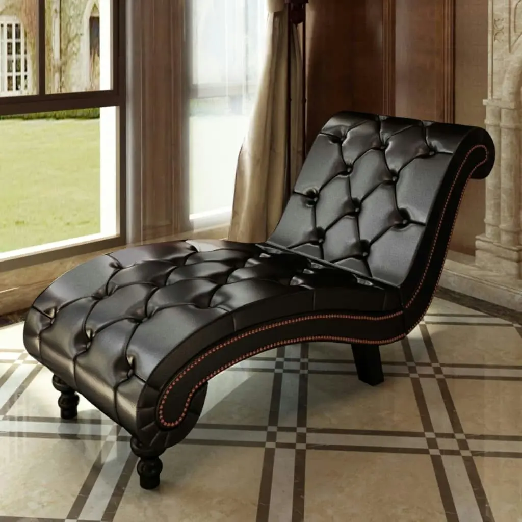 Chaise Longue Brown Faux Leather 240407