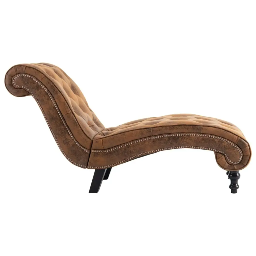 Chaise Lounge Brown Faux Suede Leather 248607