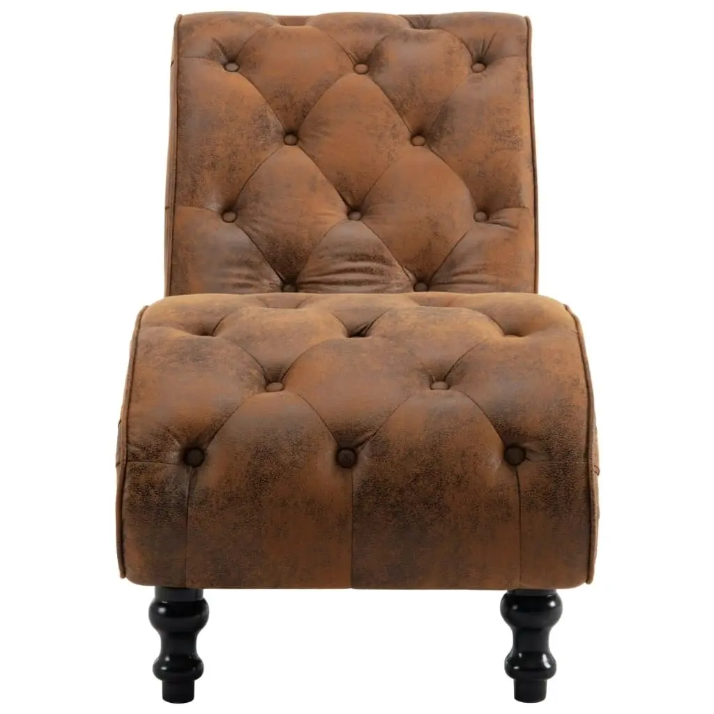 Chaise Lounge Brown Faux Suede Leather 248607