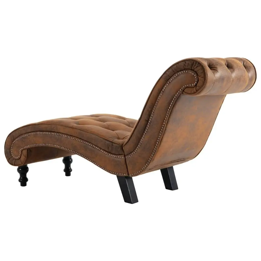 Chaise Lounge Brown Faux Suede Leather 248607