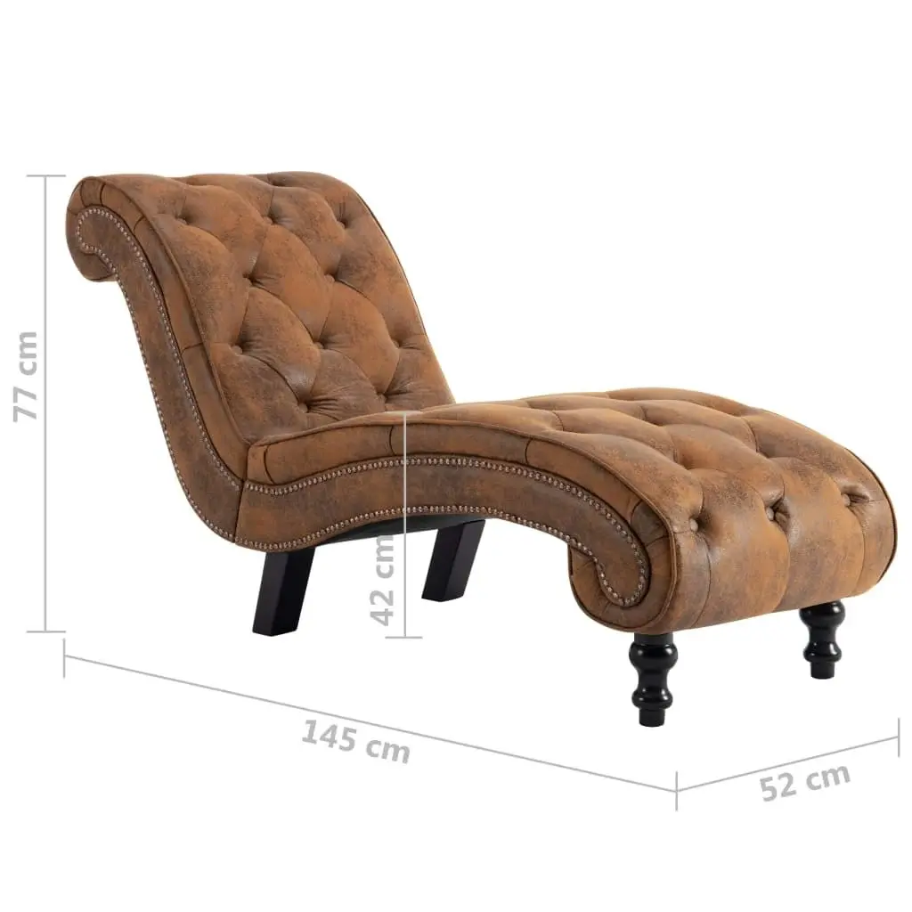 Chaise Lounge Brown Faux Suede Leather 248607