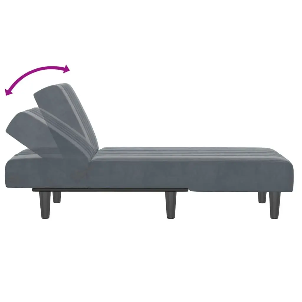 Chaise Longue Dark Grey Velvet 352827